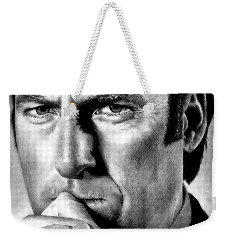 Bob Odenkirk Weekender Tote Bag featuring the drawing Bob Odenkirk as Saul Goodman by Rick Fortson