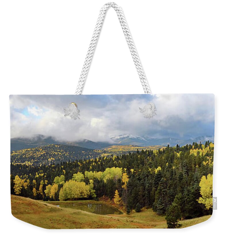 Red River Weekender Tote Bag featuring the photograph Bobcat Vista by Ron Weathers