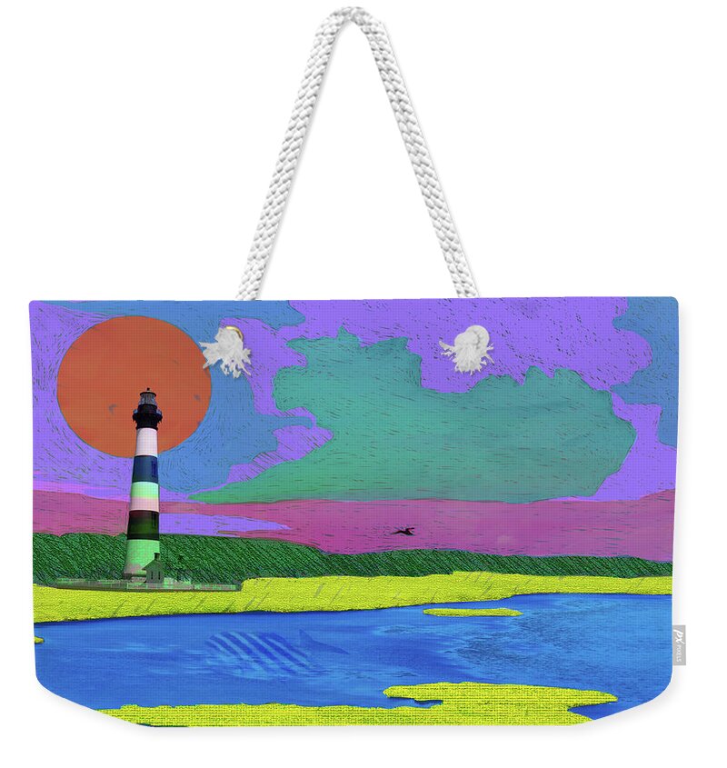 Lighthouse Weekender Tote Bag featuring the digital art Bodie Island Shores by Rod Whyte