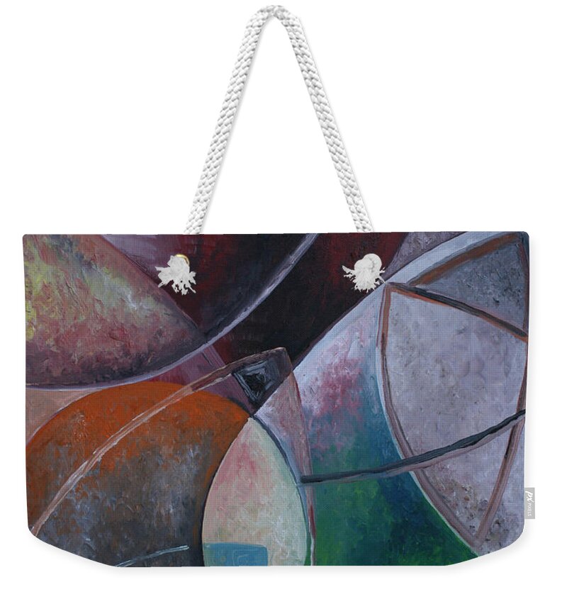 Body Parts 1 Weekender Tote Bag featuring the painting Body Parts 1 by Obi-Tabot Tabe