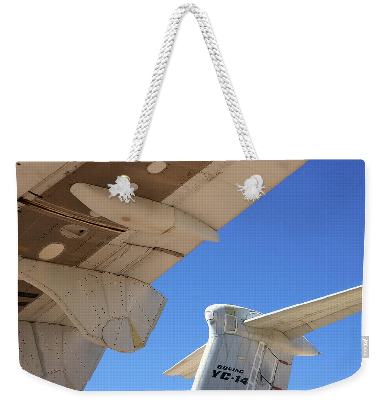 Plane Weekender Tote Bag featuring the photograph Boeing YC-14 #67 by Raymond Magnani