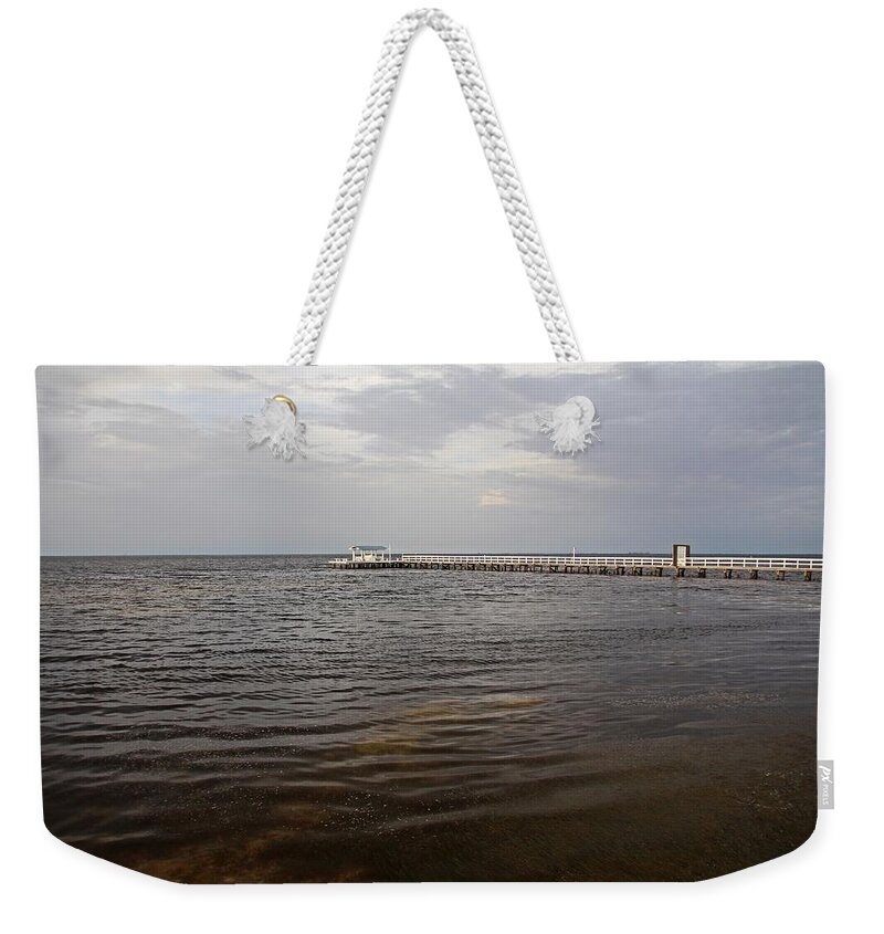 Pier Weekender Tote Bag featuring the photograph Bokeelia Before the Storm by Michiale Schneider