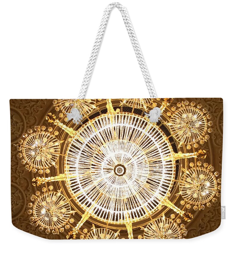 Chandelier Weekender Tote Bag featuring the photograph Bolshoi Theatre by Annette Hadley