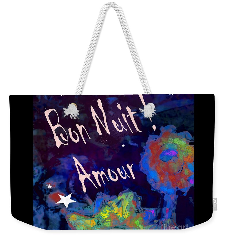 Square Weekender Tote Bag featuring the mixed media Bon Nuit Amour by Zsanan Studio
