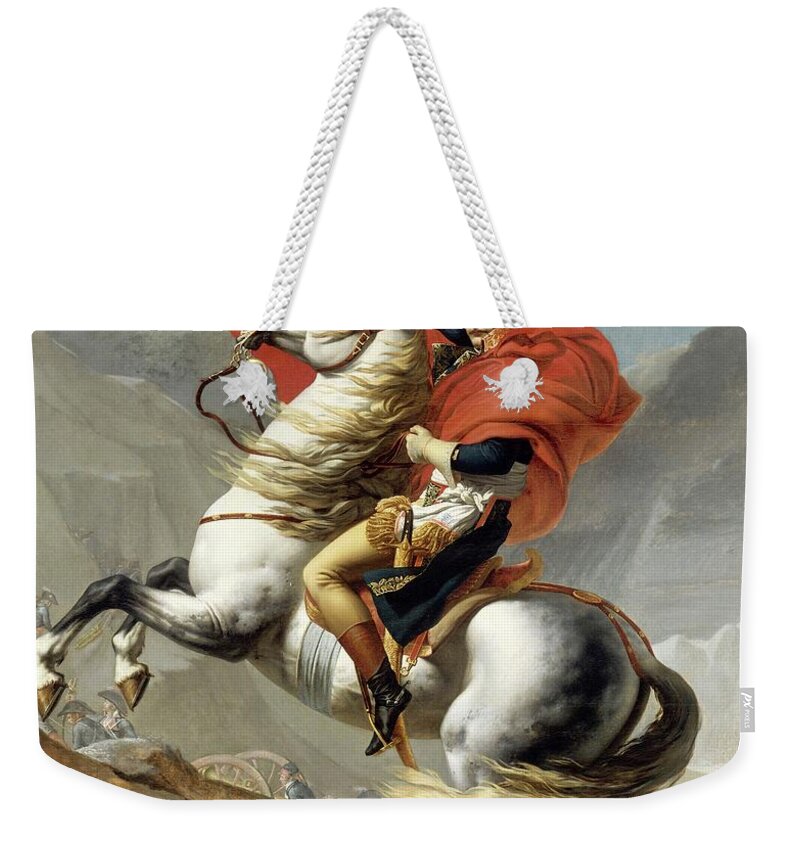 Napoleon Weekender Tote Bag featuring the painting Bonaparte Crossing the Alps by Jacques Louis David