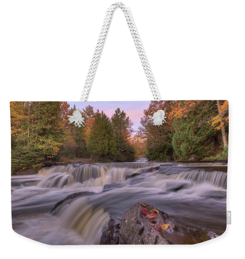 Fall Weekender Tote Bag featuring the photograph Bond Falls Sunset by Paul Schultz