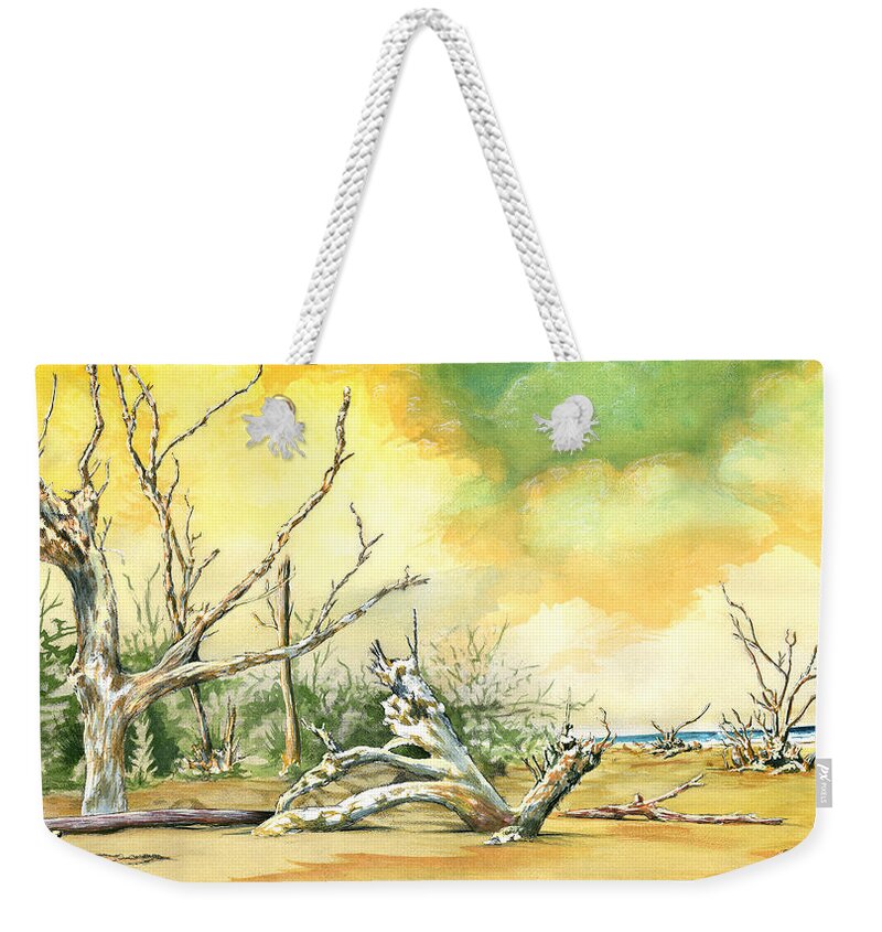 Beach Weekender Tote Bag featuring the painting Boneyard Beach by Thomas Hamm