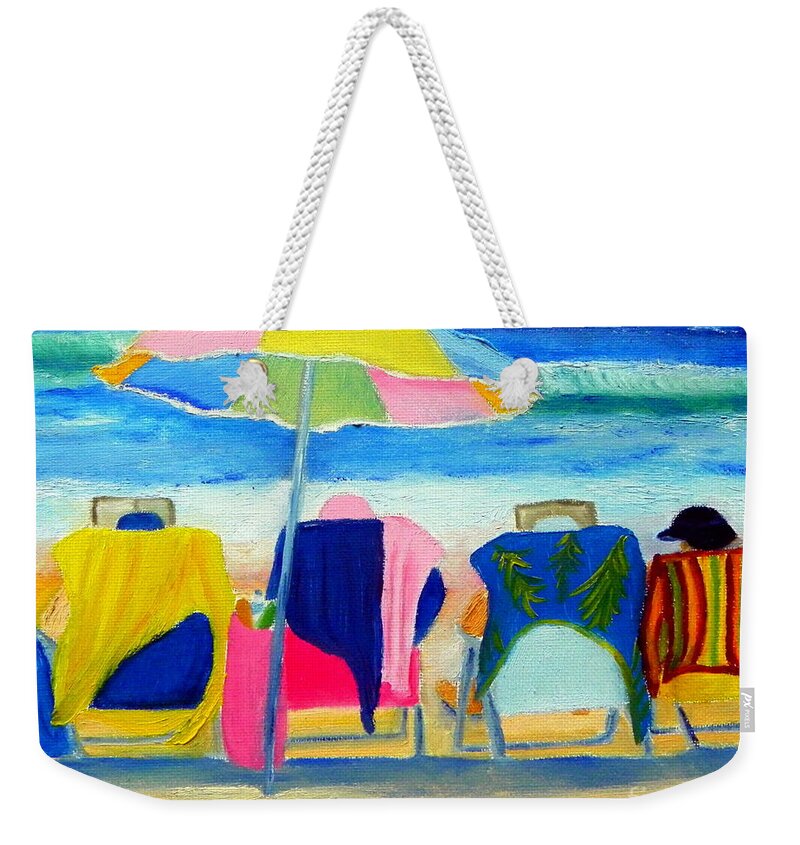 Art Weekender Tote Bag featuring the painting Book Club of Four by Shelia Kempf