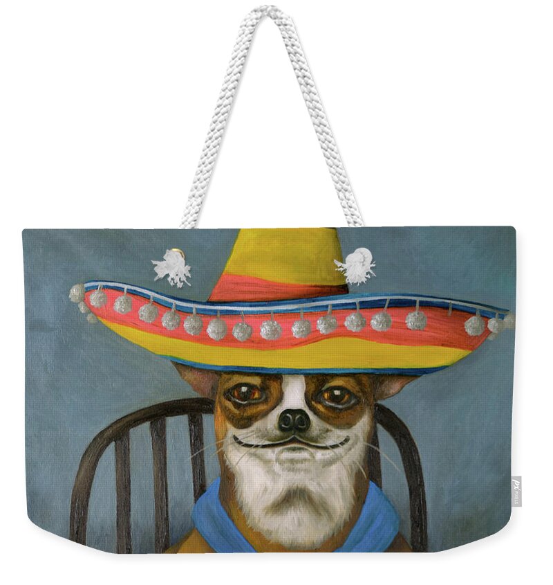 Dog Weekender Tote Bag featuring the painting Boozer 2 by Leah Saulnier The Painting Maniac