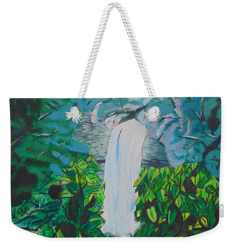 Waterfall Weekender Tote Bag featuring the painting Borer's Falls by David Bigelow
