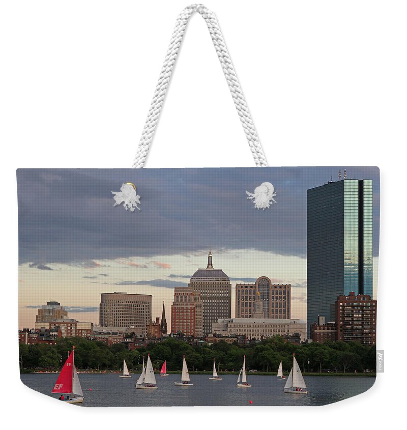 Boston Weekender Tote Bag featuring the photograph Boston Charles River Sailboats by Juergen Roth