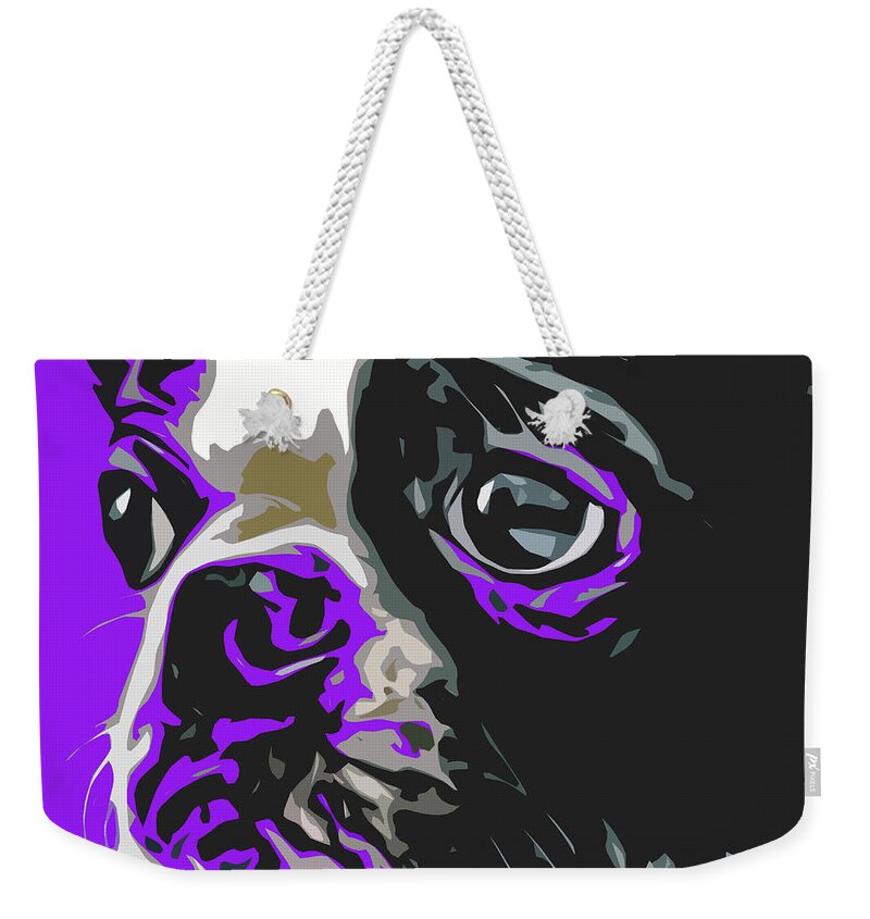 Boston Terrier Weekender Tote Bag featuring the digital art Boston Cutie by David G Paul