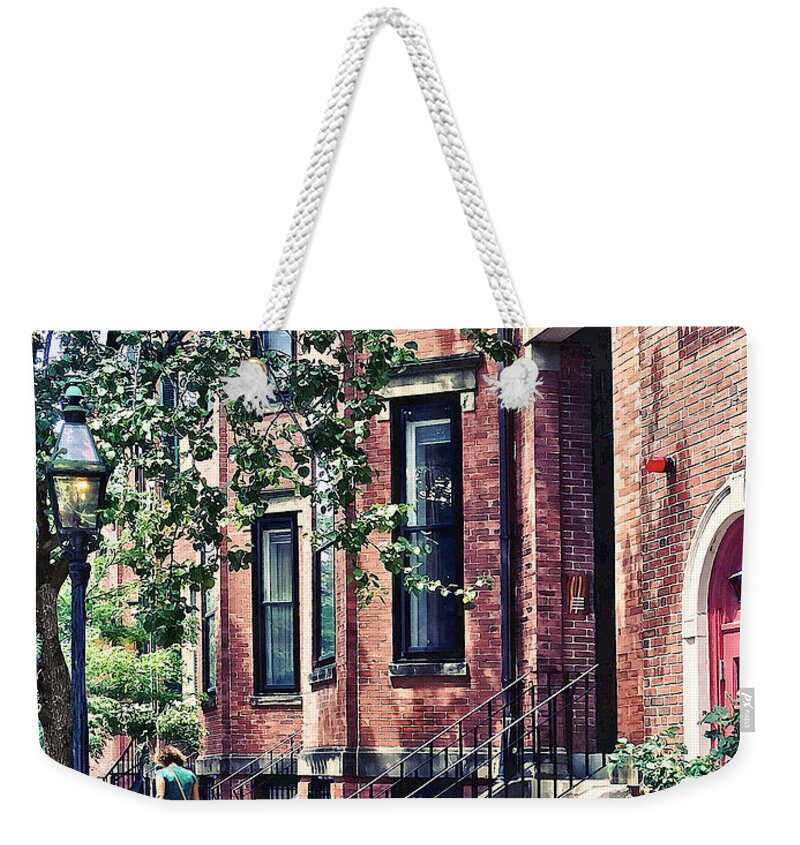 Boston Weekender Tote Bag featuring the photograph Boston MA - Walking the Dog on Mount Vernon Street by Susan Savad