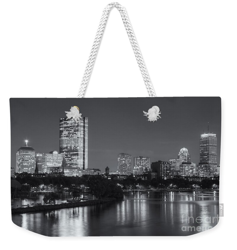 Clarence Holmes Weekender Tote Bag featuring the photograph Boston Night Skyline V by Clarence Holmes