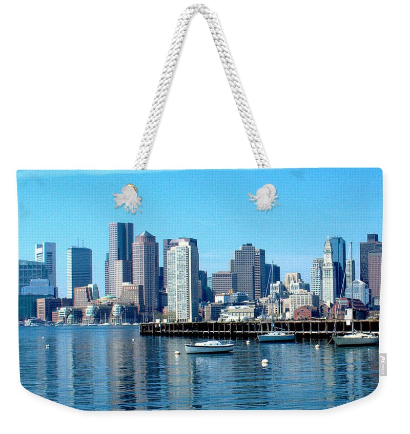 Boston Weekender Tote Bag featuring the photograph Boston Skyline B by Caroline Stella