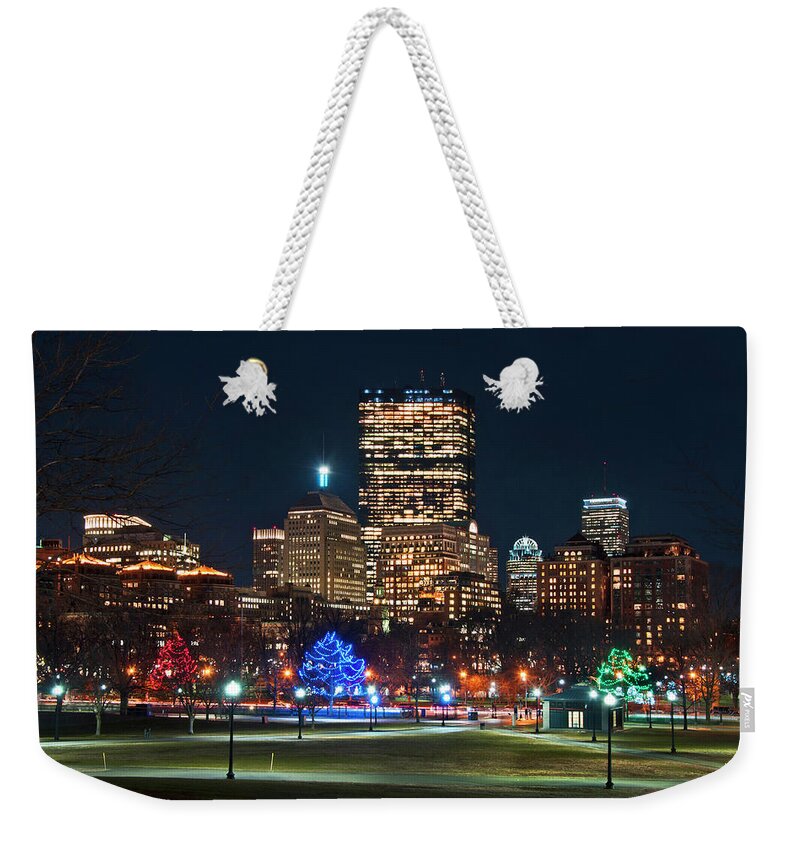 Boston Weekender Tote Bag featuring the photograph Boston Skyline from Boston Common by Joann Vitali
