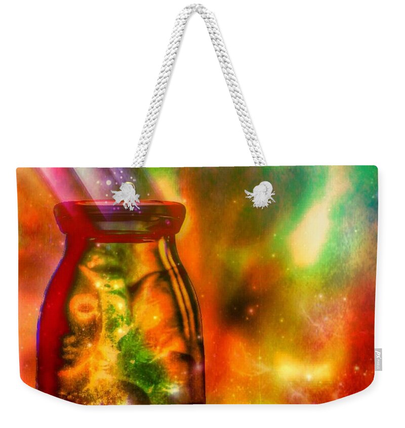 Spiritual Weekender Tote Bag featuring the painting Bottled spirit by Christine Paris