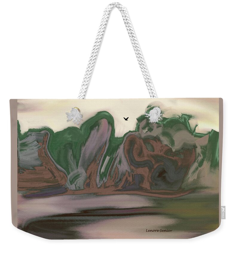 Abstract Weekender Tote Bag featuring the painting Boulders and Bushes by Lenore Senior