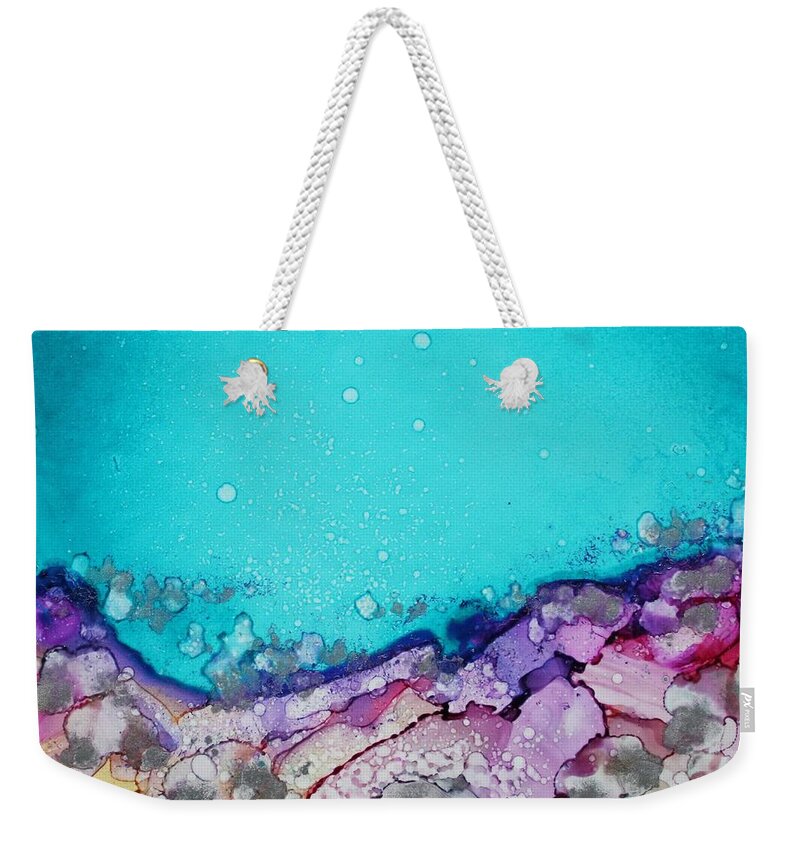 Abstract Weekender Tote Bag featuring the painting Bounce by Ruth Kamenev