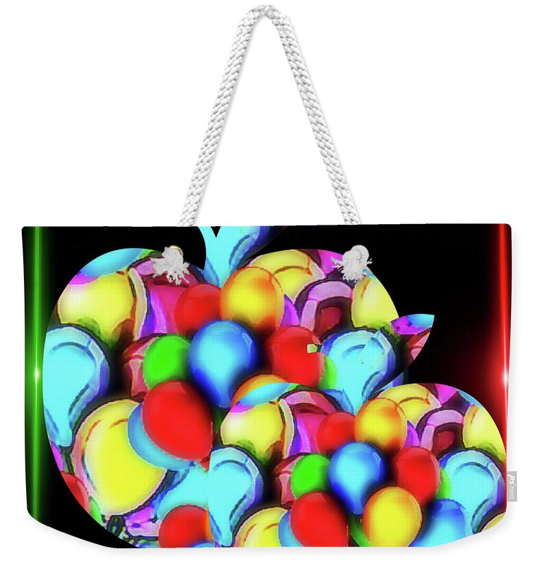 Graphic Apples Weekender Tote Bag featuring the digital art Bountiful Apples by Gayle Price Thomas
