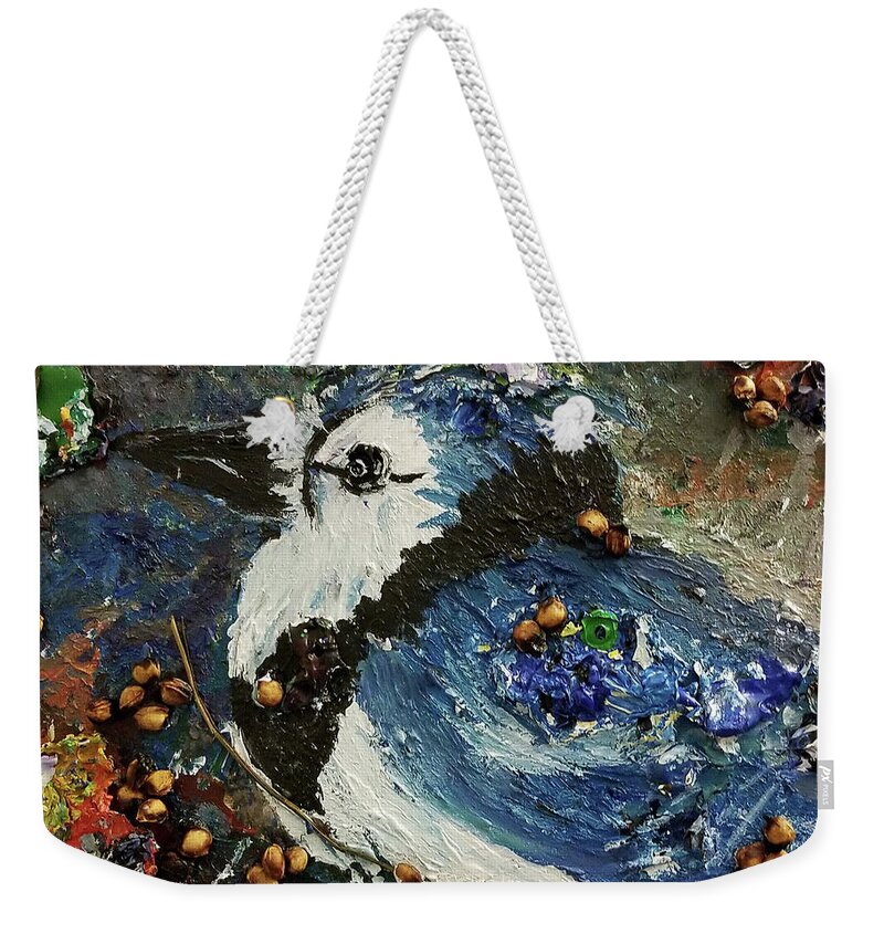 Blue Jay Weekender Tote Bag featuring the photograph Bountiful Bluejay by PJQandFriends Photography
