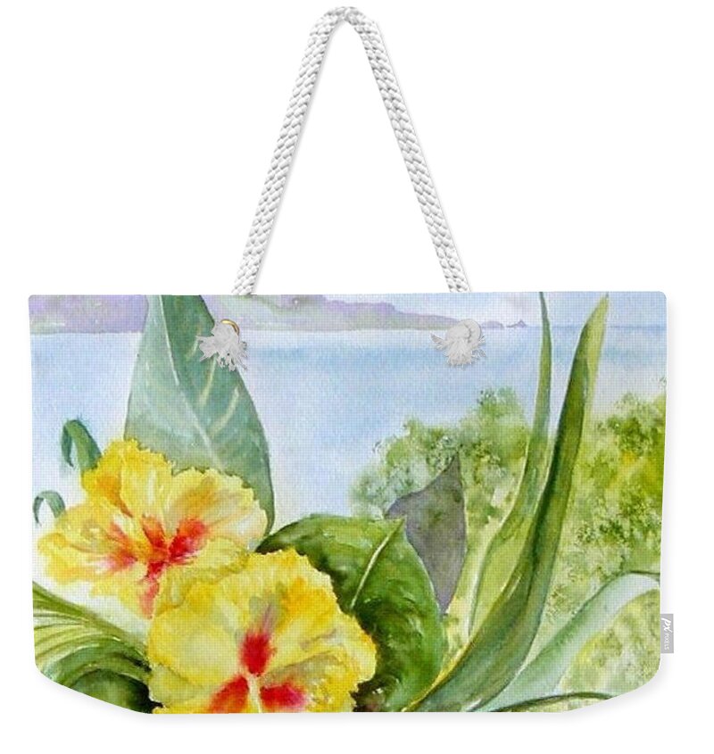 Flowers Weekender Tote Bag featuring the painting Bounty on the Balcony by Diane Kirk
