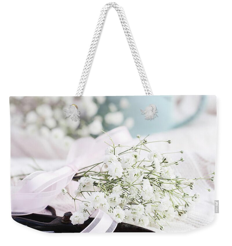 Still Life Weekender Tote Bag featuring the photograph Bouquet of Baby's Breath by Stephanie Frey