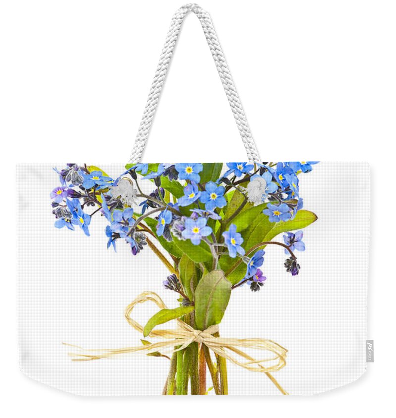 Bouquet Weekender Tote Bag featuring the photograph Bouquet of forget-me-nots by Elena Elisseeva
