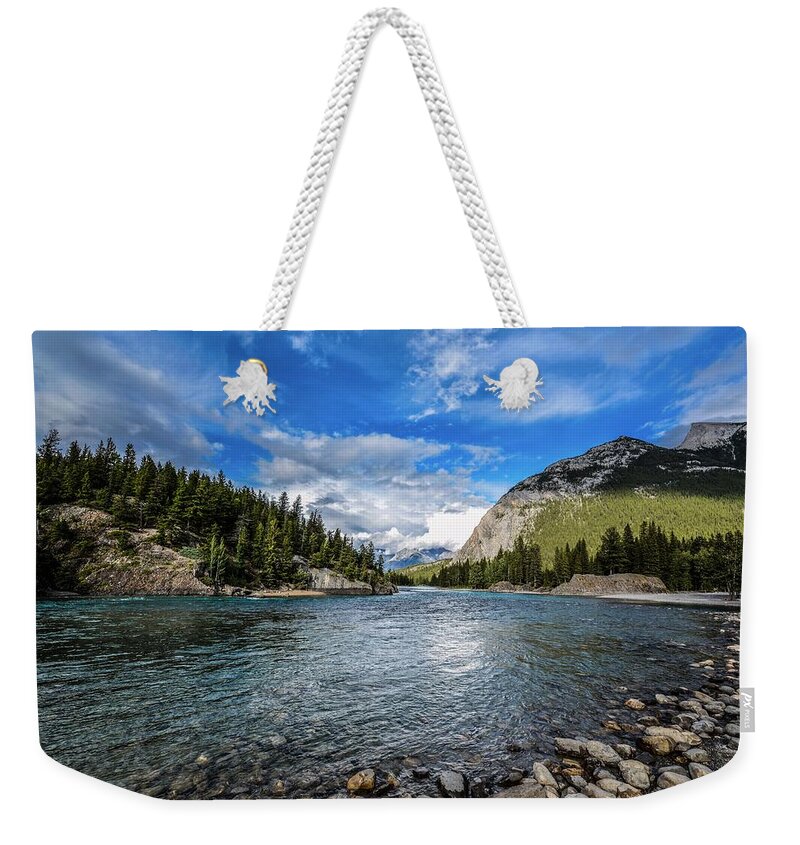 Bow River Weekender Tote Bag featuring the photograph Bow River Alberta by Karl Anderson