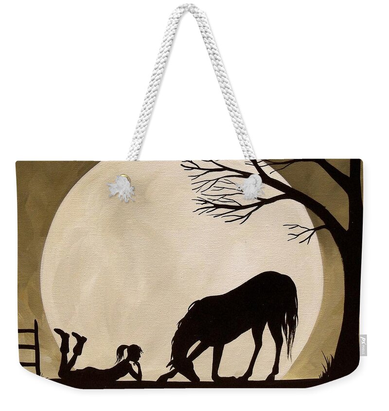 Horse Weekender Tote Bag featuring the painting Bow To My Lady by Debbie Criswell