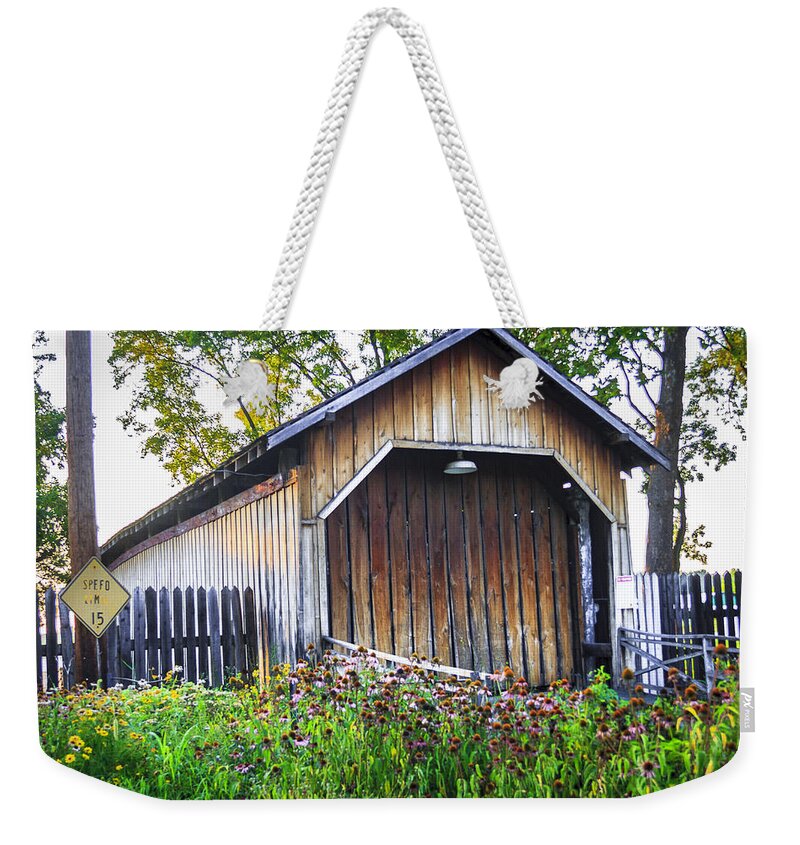 America Weekender Tote Bag featuring the photograph Bowman Mill/Redington Covered Bridge by Jack R Perry