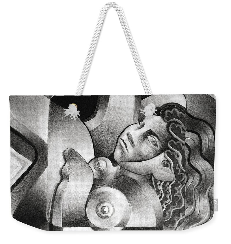 Art Weekender Tote Bag featuring the drawing Boxed by Myron Belfast