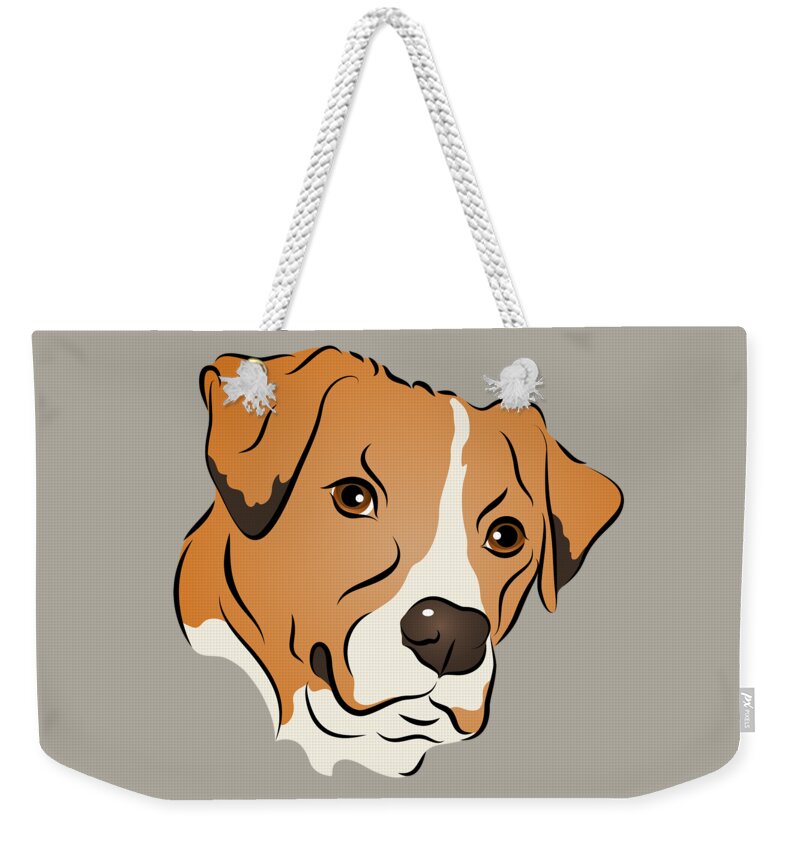 Graphic Dog Weekender Tote Bag featuring the digital art Boxer Mix Dog Graphic Portrait by MM Anderson