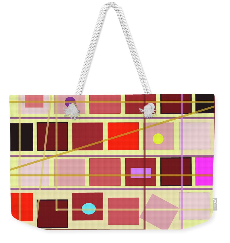 Boxes Weekender Tote Bag featuring the digital art Boxes and Lines by Mary Bedy