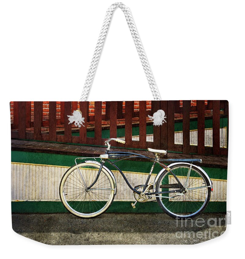 Bicycle Weekender Tote Bag featuring the photograph Bozeman Antique Bicycle by Craig J Satterlee