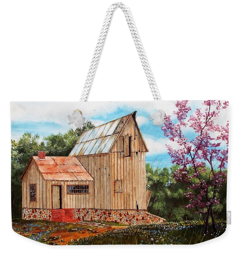 Tin Roof Prints Weekender Tote Bag featuring the painting Bradford's Barn by Michael Dillon