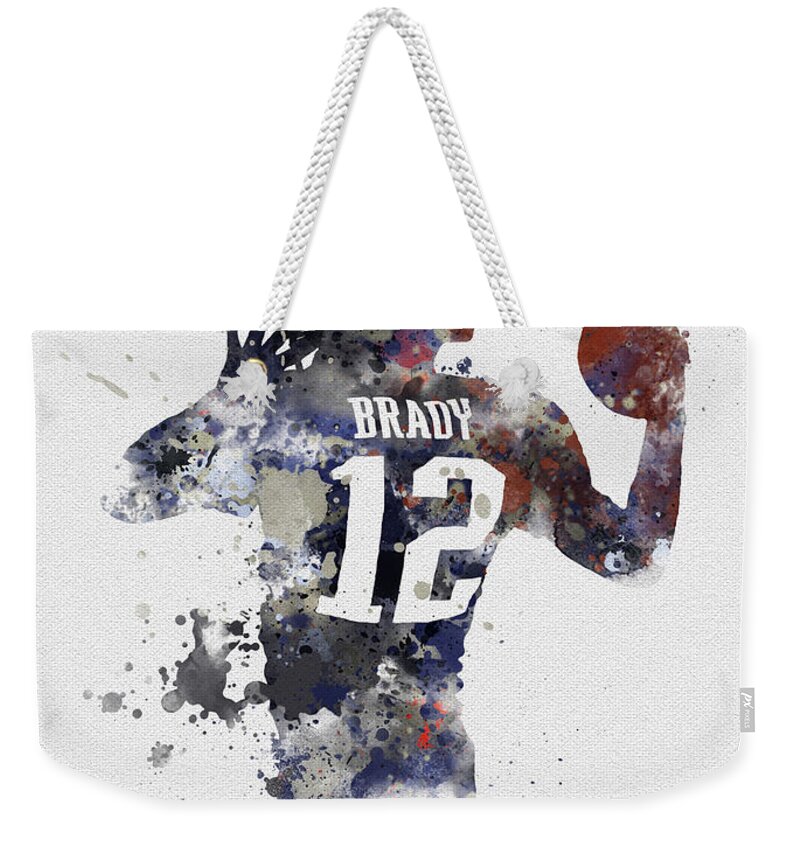 Tom Brady Weekender Tote Bag featuring the mixed media Brady by My Inspiration