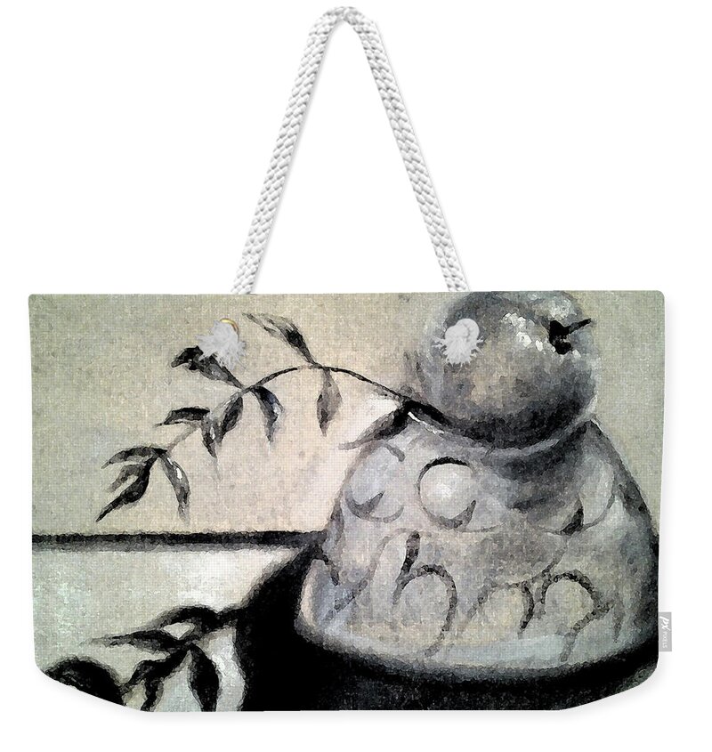 Apple On Bowl Weekender Tote Bag featuring the painting Branch shadow by Kim Shuckhart Gunns