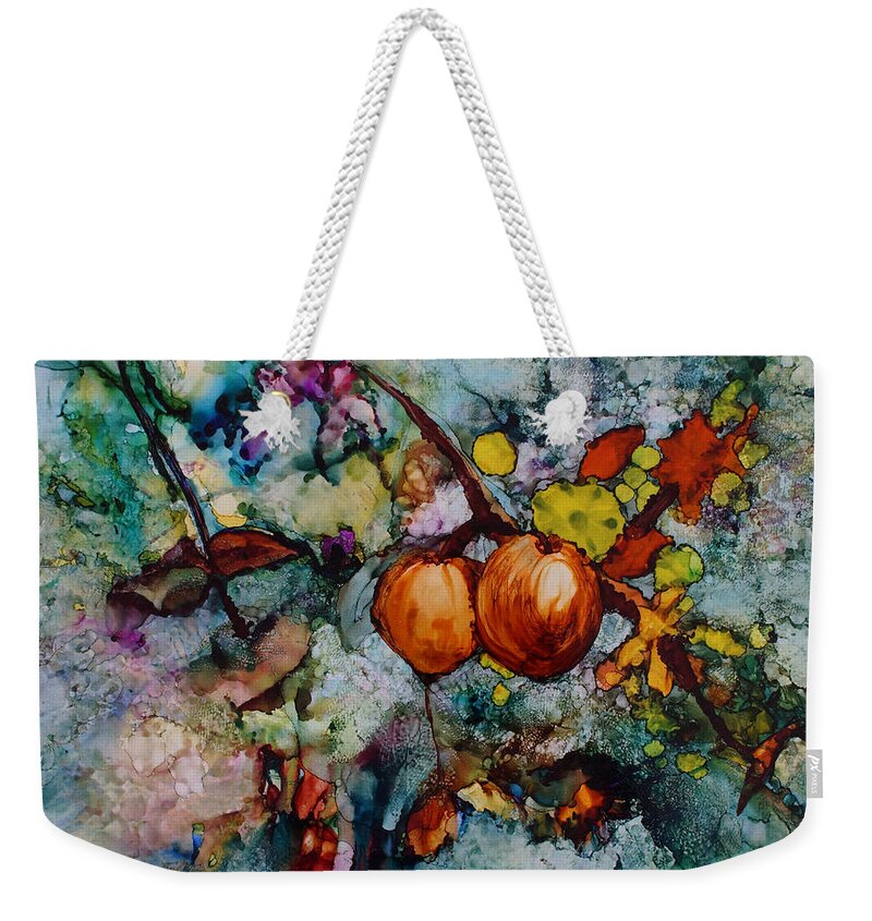 Fruit Weekender Tote Bag featuring the painting Branches of Fruit by Jo Smoley