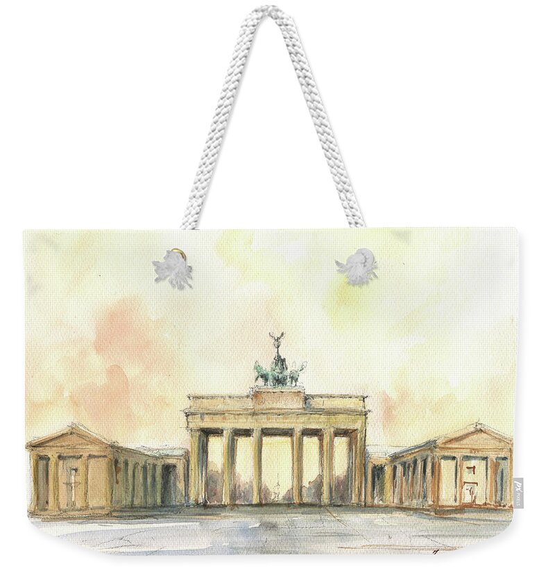 Berlin Weekender Tote Bag featuring the painting Brandenburger tor, berlin by Juan Bosco