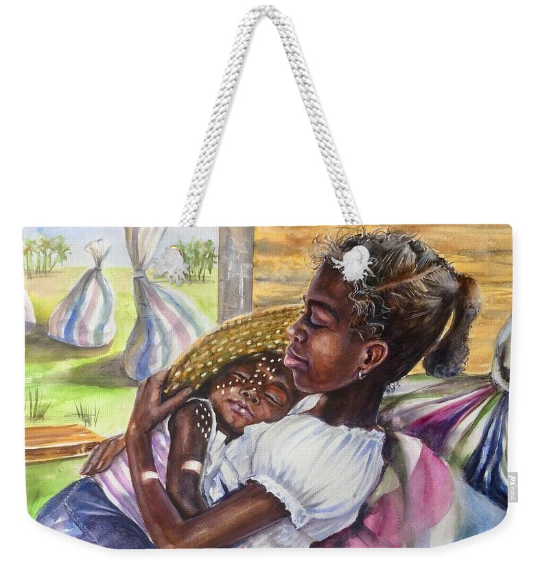 Baby Weekender Tote Bag featuring the painting Break time by Katerina Kovatcheva