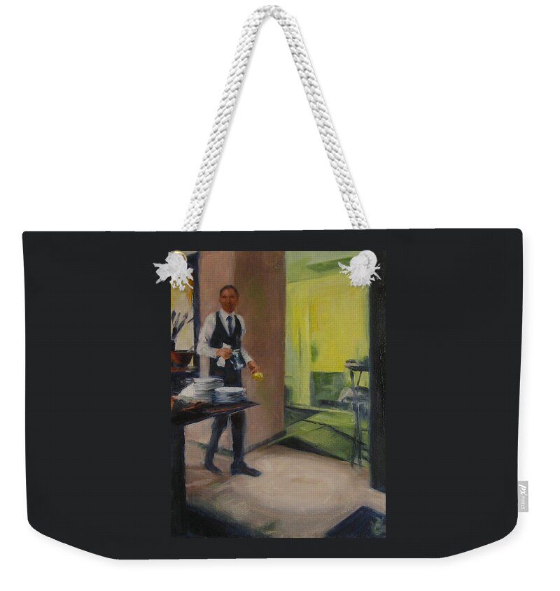 Waiter Weekender Tote Bag featuring the painting Breakfast Service by Connie Schaertl