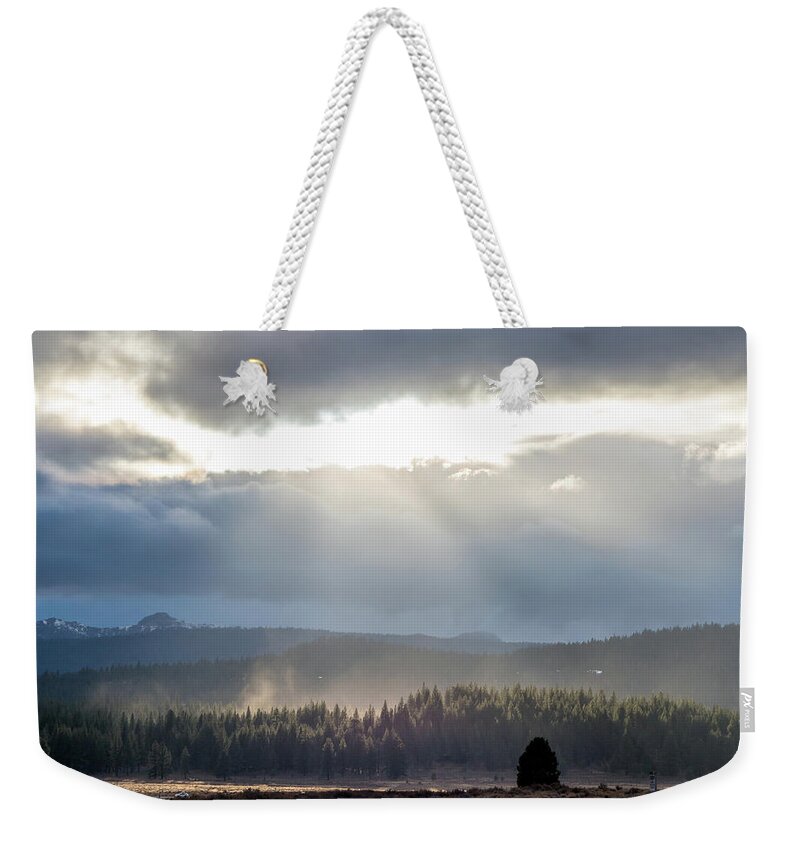 Storm Weekender Tote Bag featuring the photograph Breaking light by Martin Gollery