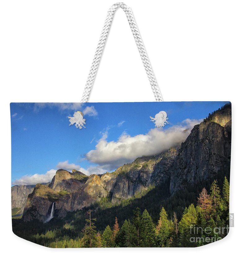 Yosemite Weekender Tote Bag featuring the photograph Bridalveil Fall by Brandon Bonafede