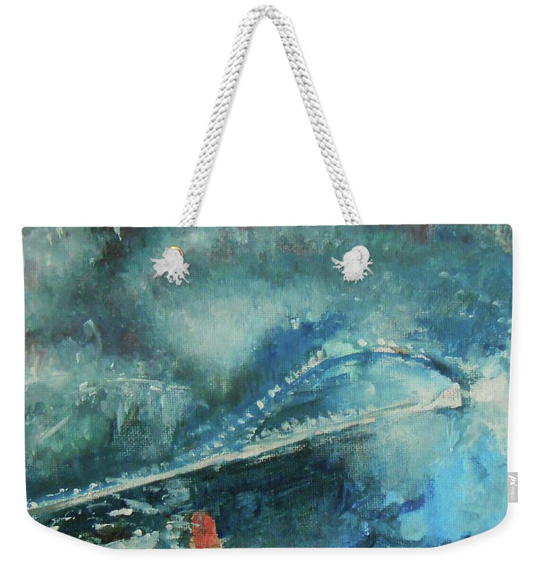 Abstract Weekender Tote Bag featuring the painting Bridge by Jane See