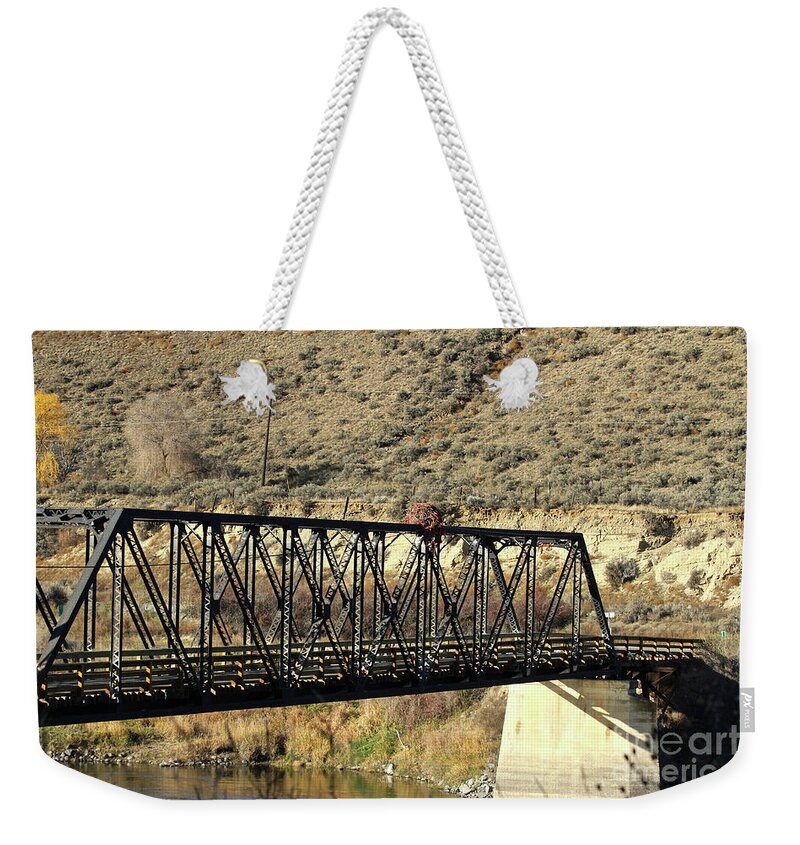 Thompson River Weekender Tote Bag featuring the photograph Bridge Over The Thompson by Ann E Robson