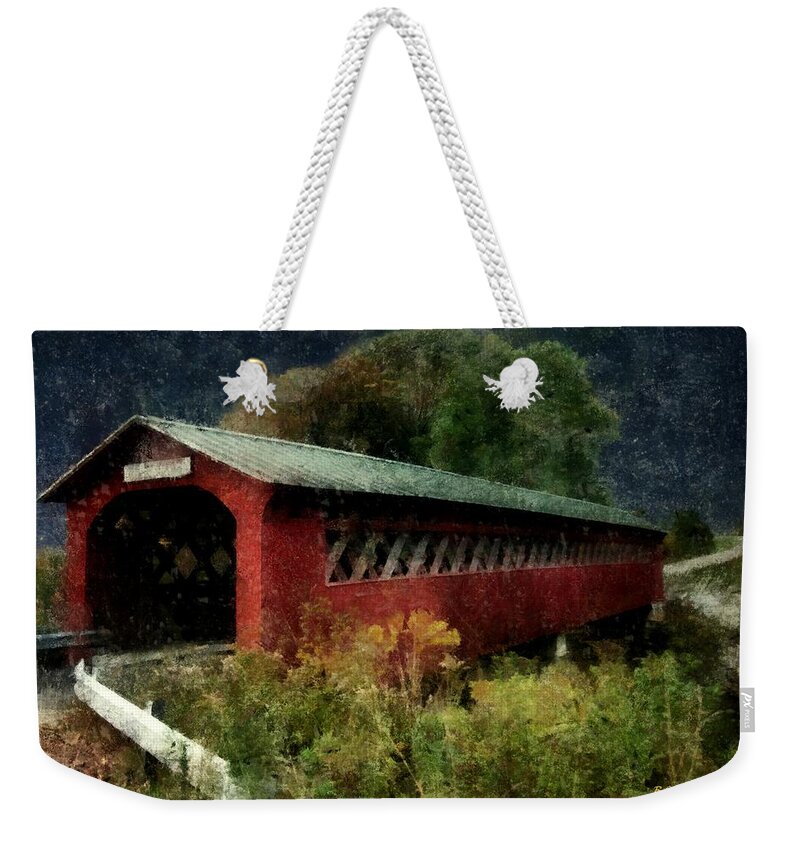 Bridge Weekender Tote Bag featuring the painting Bridge to the Past by RC DeWinter