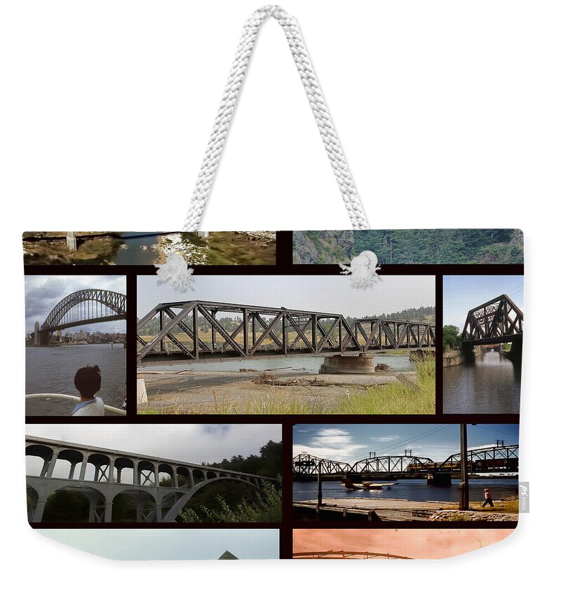 Bridges Weekender Tote Bag featuring the digital art Bridges by Cathy Anderson