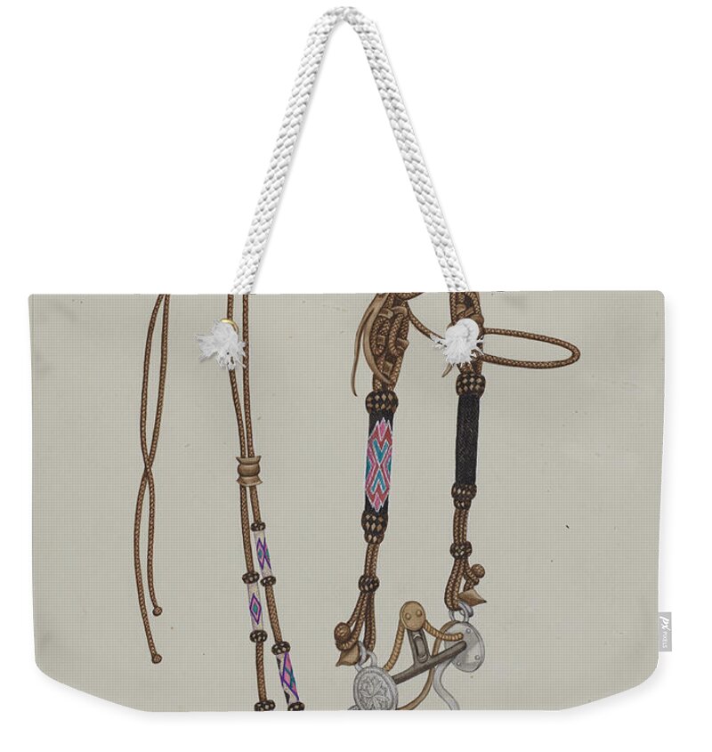  Weekender Tote Bag featuring the drawing Bridle by Gordena Jackson