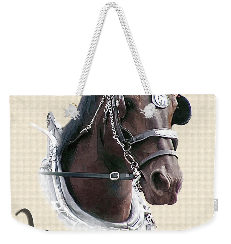 Welcome Weekender Tote Bag featuring the photograph Bridled Percheron by Carol Randall